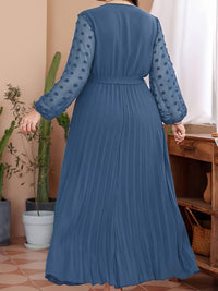 Thumbnail for Plus Size Swiss Dot Tie Waist Maxi Dress