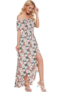 Thumbnail for Floral Off-Shoulder Slit Maxi Dress