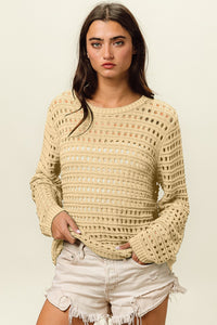 Thumbnail for BiBi Round Neck Openwork Knit Cover Up