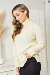 Thumbnail for Heimish Full Size Long Sleeve Turtleneck Sweater with Side Slit