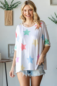 Thumbnail for HOPELY Full Size Multi Colored Star Print T-Shirt