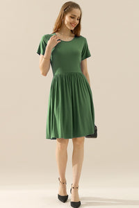 Thumbnail for Ninexis Full Size Round Neck Ruched Dress with Pockets