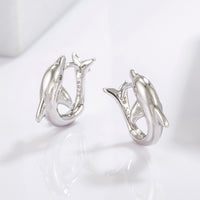 Thumbnail for 925 Sterling Silver Zircon Dolphin Earrings