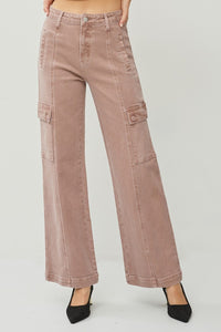 Thumbnail for RISEN Full Size High Rise Wide Leg Cargo Jeans