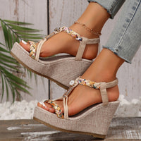 Thumbnail for Braided Strap Wedge Sandals