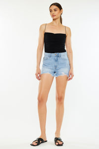 Thumbnail for Kancan Raw Hem Distressed High Waist Denim Shorts