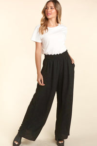 Thumbnail for Haptics Elastic Waist Wide Leg Pants with Pockets