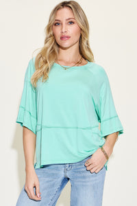 Thumbnail for Basic Bae Full Size Bamboo Round Neck Exposed Seam T-Shirt