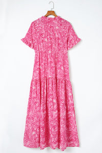 Thumbnail for Paisley Print Flounce Sleeve Maxi Dress