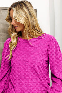 Thumbnail for BiBi Round Neck Brushed Checker Top