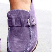 Thumbnail for Round Toe Low Heel Buckle Loafers