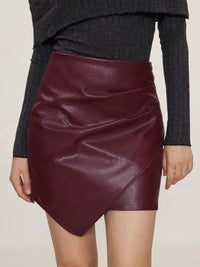 Thumbnail for Ruched Mini Skirt with Zipper