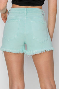 Thumbnail for RISEN Mid Waist Frayed Hem Denim Shorts