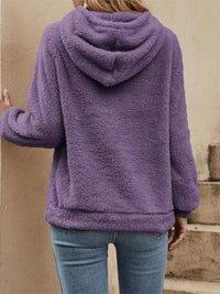 Thumbnail for Drawstring Long Sleeve Fuzzy Hoodie