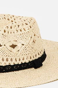 Thumbnail for Fame Openwork Lace Detail Wide Brim Hat