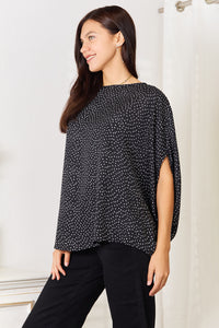 Thumbnail for Perfee Printed Dolman Sleeve Round Neck Blouse