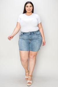 Thumbnail for Judy Blue Full Size High Waist Raw Hem Denim Shorts