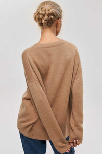 Thumbnail for Basic Bae Round Neck Dropped Shoulder Long Sleeve Sweater