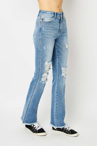 Thumbnail for Judy Blue Full Size Distressed Raw Hem Bootcut Jeans