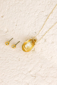 Thumbnail for Ball Shape Earrings Oval Dome Pendant Gold Necklace Set