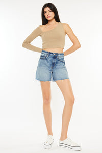 Thumbnail for Kancan Full Size Raw Hem High Waist Denim Shorts