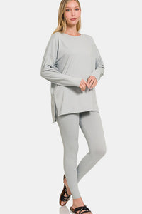 Thumbnail for Zenana Full Size Brushed Microfiber Top and Leggings Lounge Set