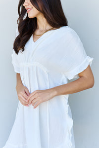 Thumbnail for Ninexis Out Of Time Full Size Ruffle Hem Dress with Drawstring Waistband in White