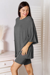 Thumbnail for Basic Bae Full Size Soft Rayon Three-Quarter Sleeve Top and Shorts Set