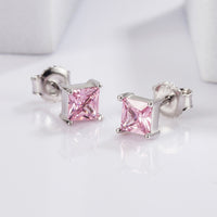 Thumbnail for 925 Sterling Silver Square Zircon Earrings