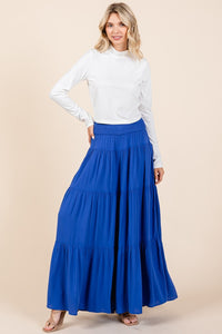 Thumbnail for Mittoshop Tier Detail Smocked Elastic Waist Wide Leg Pants