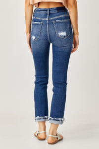 Thumbnail for Risen Full Size High-Rise Frayed Cuffed Straight Jeans