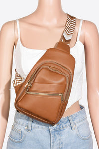 Thumbnail for Fame PU Leather Chevron Strap Crossbody Bag