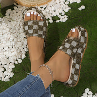 Thumbnail for Fringe Checkered Platform Sandals