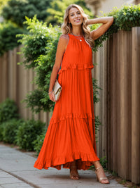 Thumbnail for Ruffled Sleeveless Tiered Maxi Dress with Pockets