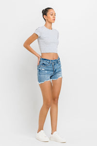 Thumbnail for Lovervet Stepped Waist Raw Hem Denim Shorts