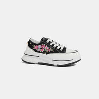 Thumbnail for Nicole Lee USA Embroidery Detail Platform Lace-Up Sneakers