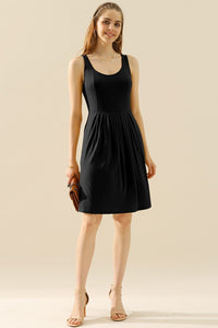 Thumbnail for Doublju Full Size Round Neck Ruched Sleeveless Dress with Pockets