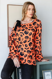 Thumbnail for Heimish Pumpkin Print One Shoulder T-Shirt