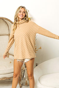 Thumbnail for BiBi Checkered Round Neck Thumbhole Long Sleeve Top