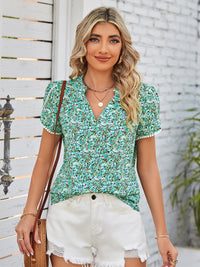 Thumbnail for Mandy Floral Notched Neck Blouse