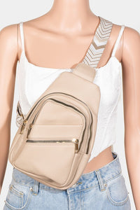 Thumbnail for Fame PU Leather Chevron Strap Crossbody Bag