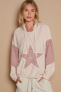 Thumbnail for POL Star Patchwork Raw Edge French Terry Hoodie