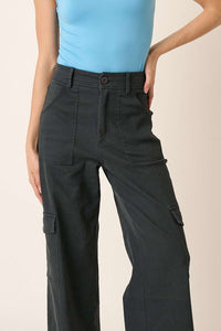 Thumbnail for Mittoshop Wide Leg High Waist Pants with Cargo Pockets