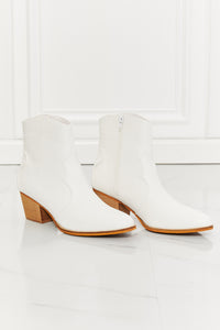 Thumbnail for MMShoes Watertower Town Faux Leather Western Ankle Boots in White