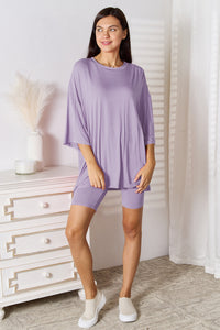 Thumbnail for Basic Bae Full Size Soft Rayon Three-Quarter Sleeve Top and Shorts Set