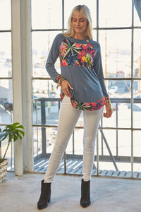 Thumbnail for Celeste Full Size Tropical Print Long Sleeve T-Shirt