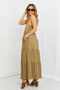 Thumbnail for Zenana Full Size Spaghetti Strap Tiered Dress with Pockets in Khaki