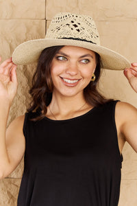 Thumbnail for Fame Fight Through It Lace Detail Straw Braided Fashion Sun Hat