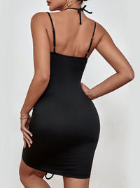 Thumbnail for Perfee Drawstring Halter Neck Mini Dress