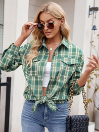 Thumbnail for Mandy Plaid Button Up Long Sleeve Shirt